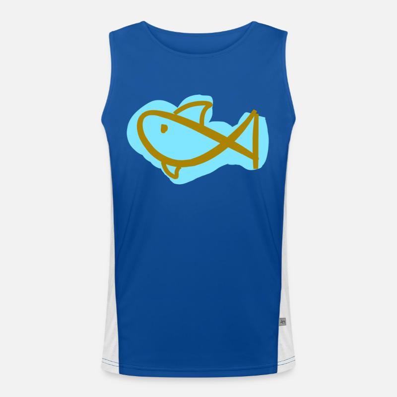 Small stylized shark Men's Functional Contrast Tank Top 