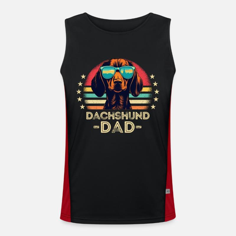 Dackel mit sonnenbrille retro Funktionelles Kontrast-Tank Top für Männer 