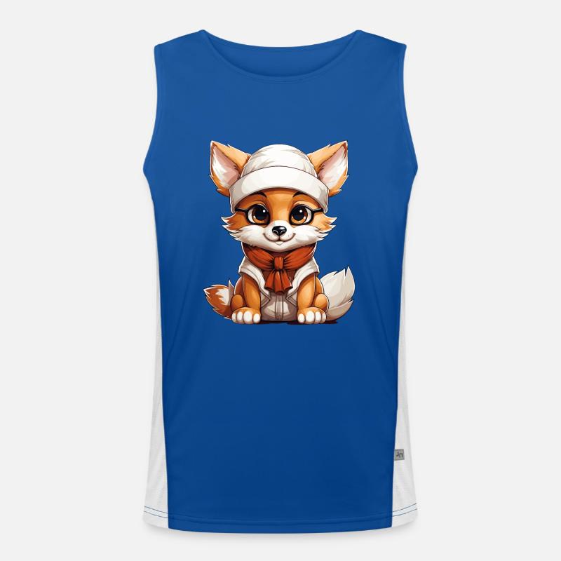 Fuchs Weihnachts Design - Kawaii Style Funktionelles Kontrast-Tank Top für Männer 