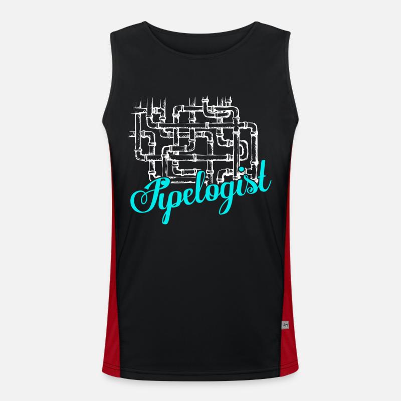 Pipelogist Plumber Pipefitter Wrench - Men's Functional Contrast Tank Top  - black/red