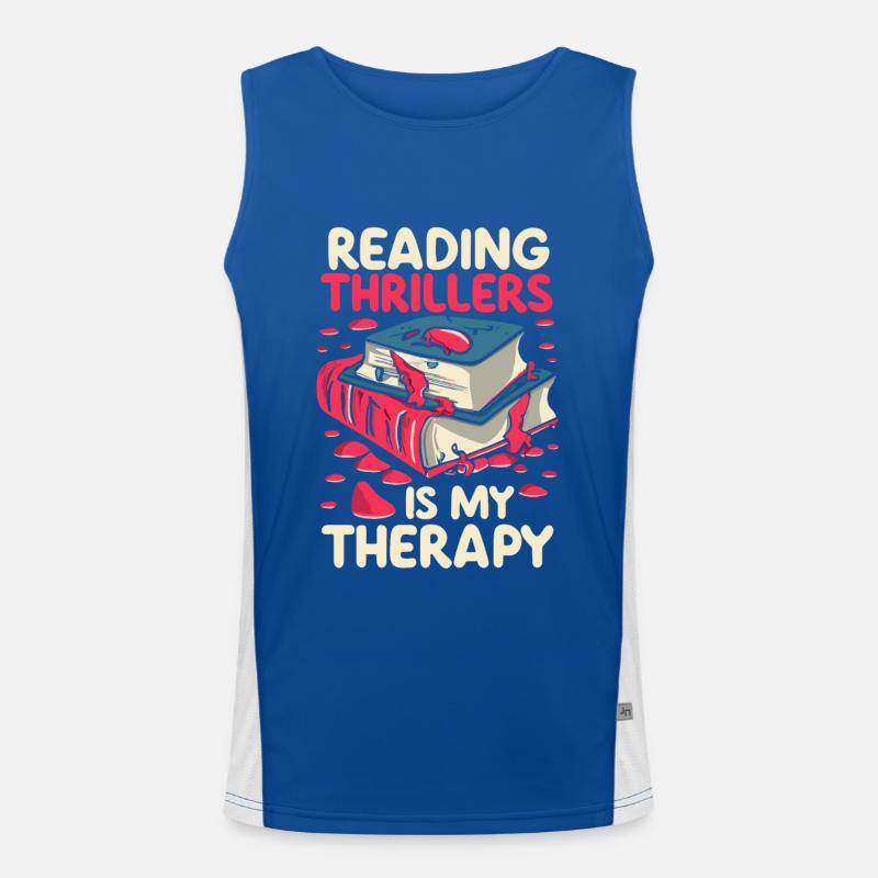Reading Thrillers Is My Therapy Funktionelles Kontrast-Tank Top für Männer 