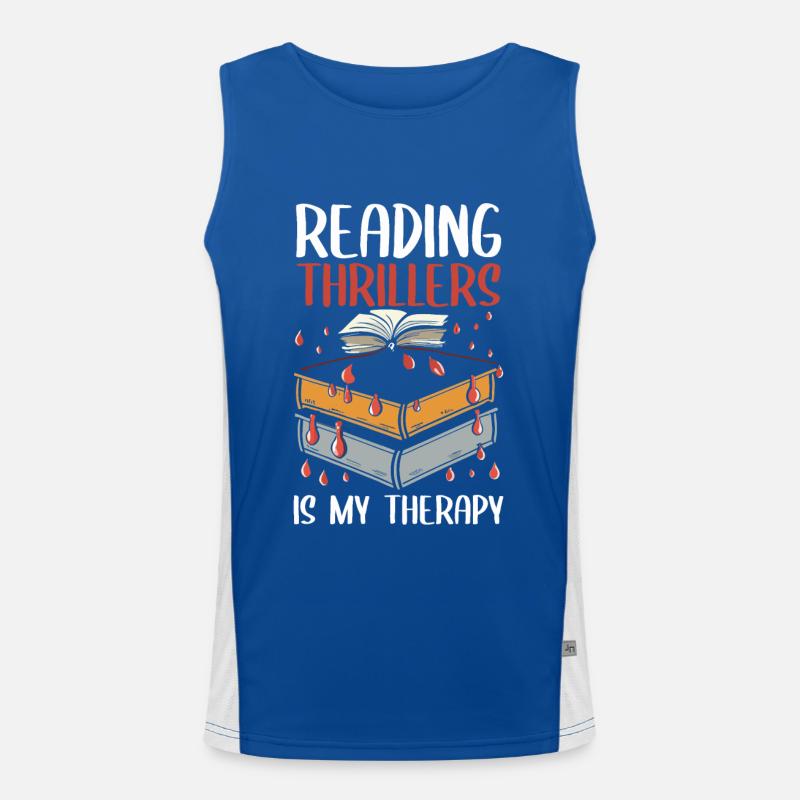 Reading Thrillers Is My Therapy Funktionelles Kontrast-Tank Top für Männer 