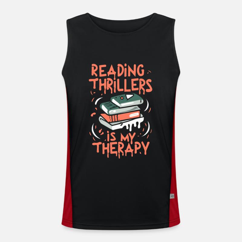 Reading Thrillers Is My Therapy Funktionelles Kontrast-Tank Top für Männer 