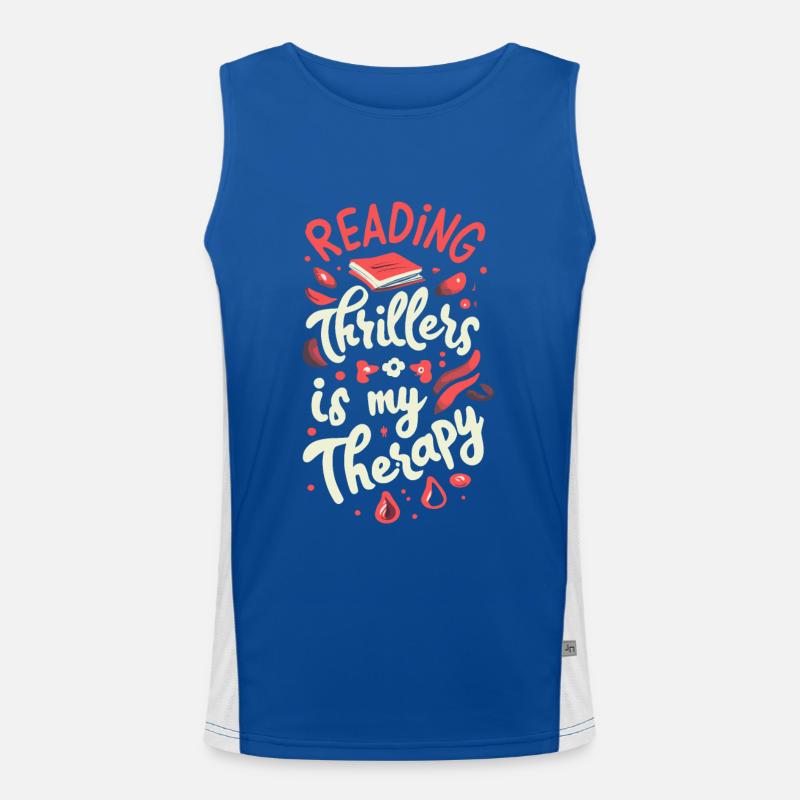 Reading Thrillers Is My Therapy Funktionelles Kontrast-Tank Top für Männer 