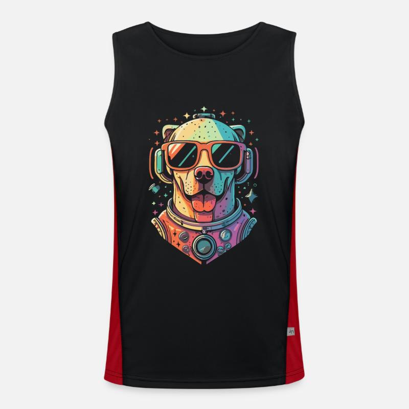 Chemise Labrador de l’espace rétro oeuvre colorée Débardeur respirant contrasté Homme 