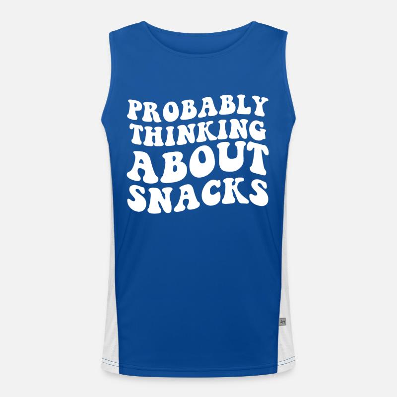 Retro Probably Thinking About Snacks funny eating Men's Functional Contrast Tank Top 