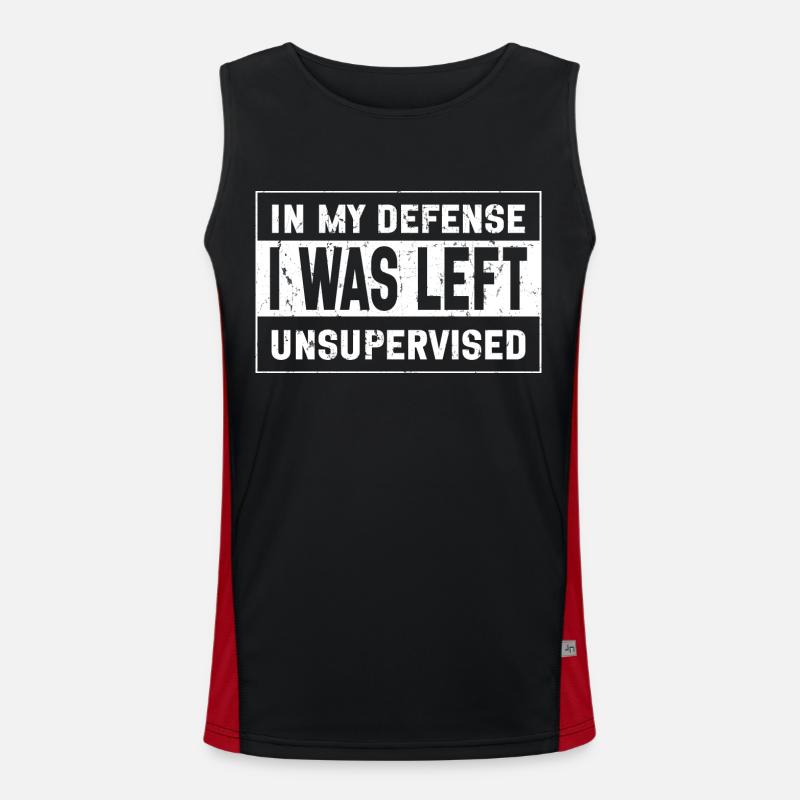 I Was Left Unsupervised - Men's Functional Contrast Tank Top  - black/red