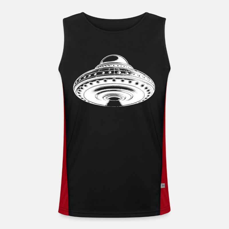Floating Flying Unusual Saucer - Men's Functional Contrast Tank Top - black/red