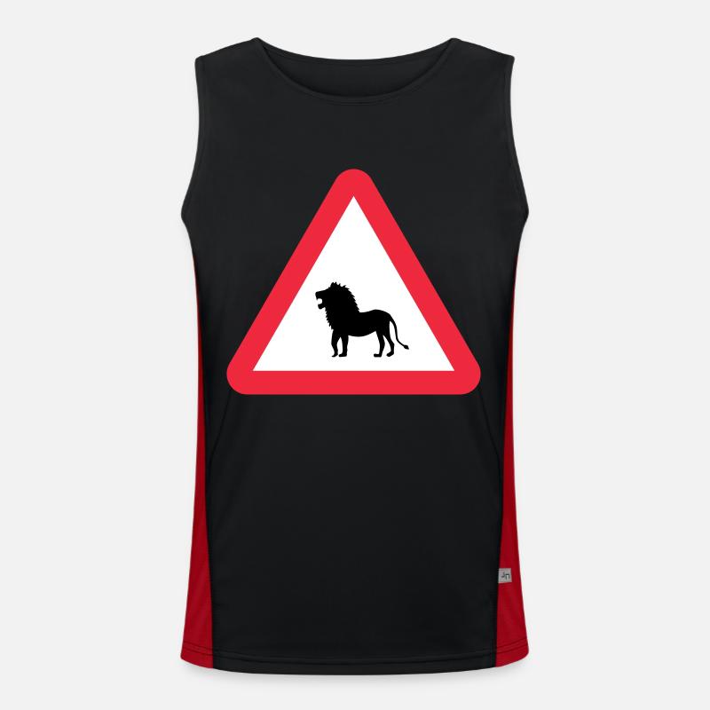 Caution Lion Warning Men's Functional Contrast Tank Top 