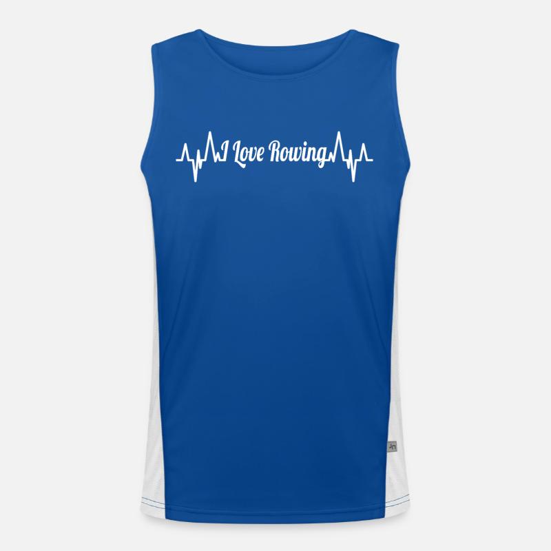 Ich liebe Rudern Herzschlag Funktionelles Kontrast-Tank Top für Männer 