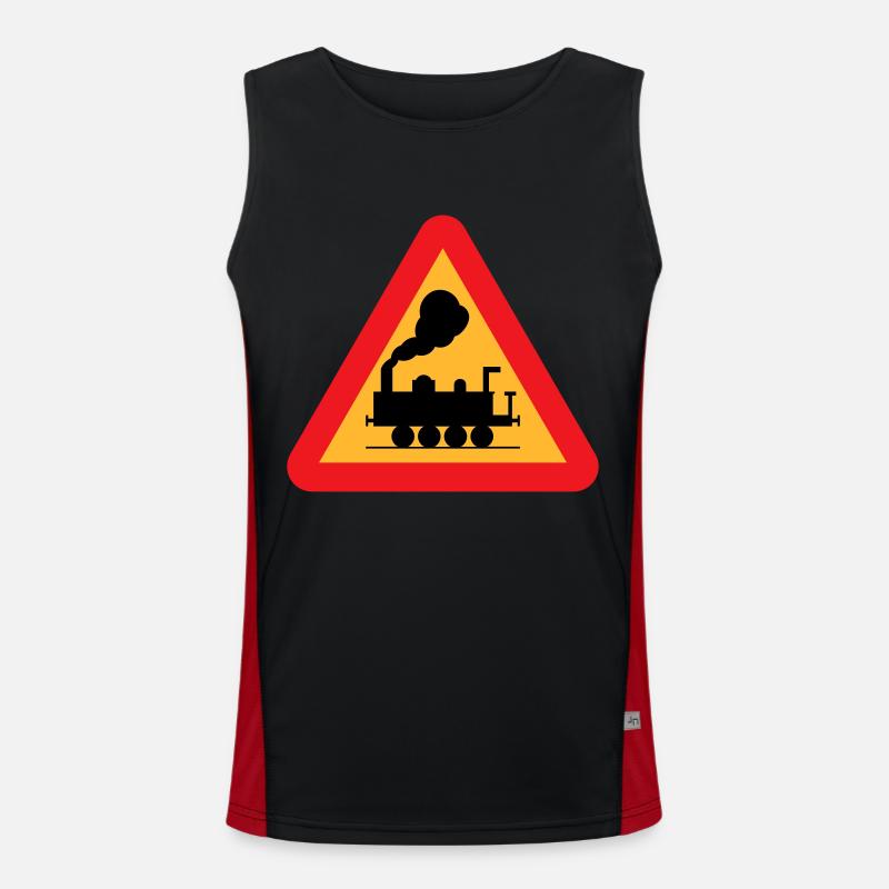 Train Warning Sign Men's Functional Contrast Tank Top 