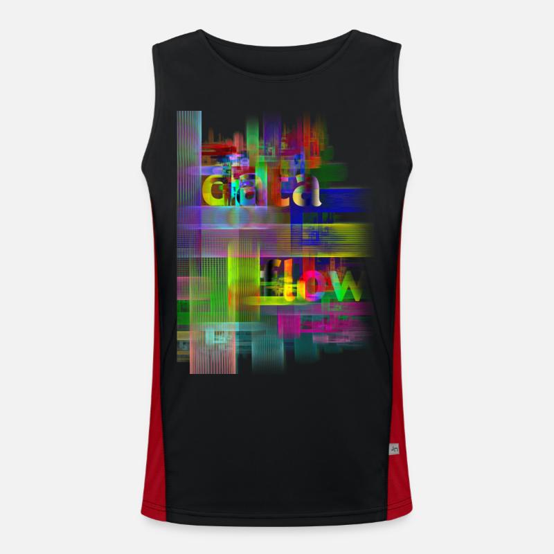 DATA FLOW - Men's Functional Contrast Tank Top  - black/red