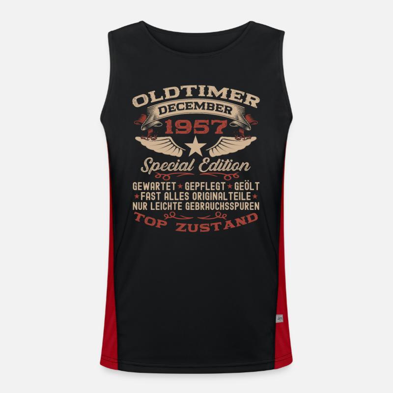 Oldtimer Dezember 1957 - 65. Geburtstag Geschenk Funktionelles Kontrast-Tank Top für Männer 