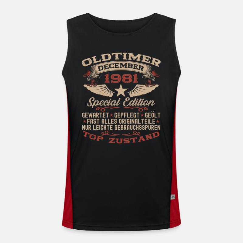 Oldtimer Dezember 1981 41. Geburtstag Geschenk Funktionelles Kontrast-Tank Top für Männer 
