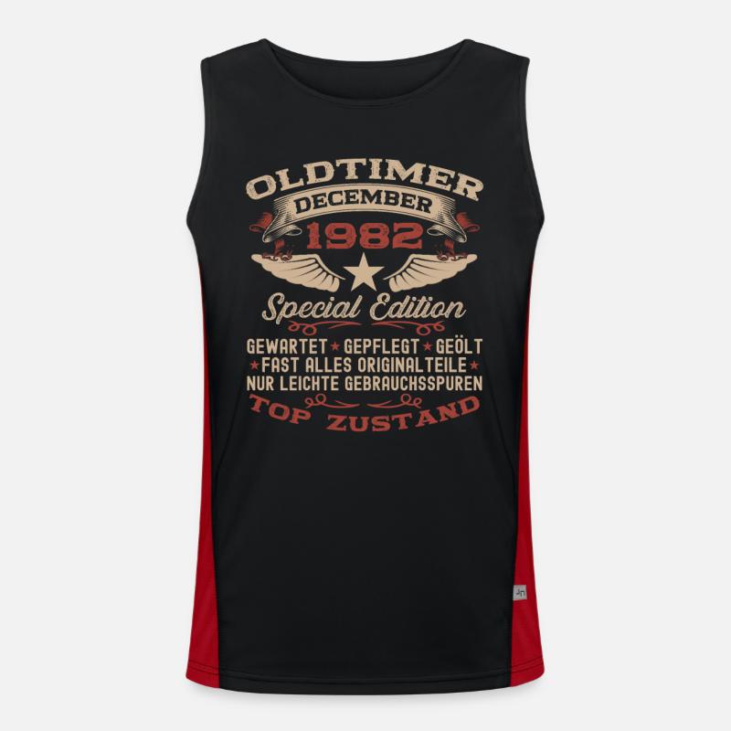 Oldtimer Dezember 1982 - 40. Geburtstag Geschenk Funktionelles Kontrast-Tank Top für Männer 