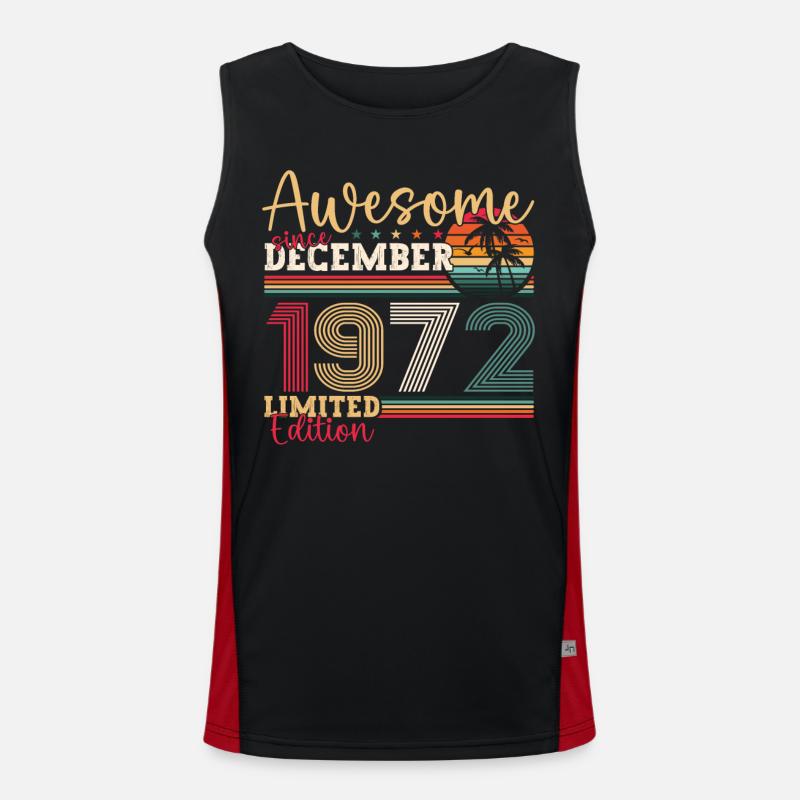 Original December 1972 50th birthday gift Men's Functional Contrast Tank Top 