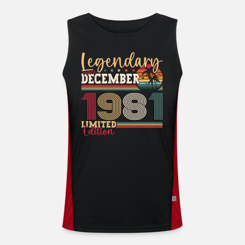 December Born 1981 41st birthday gift Men's Functional Contrast Tank Top 