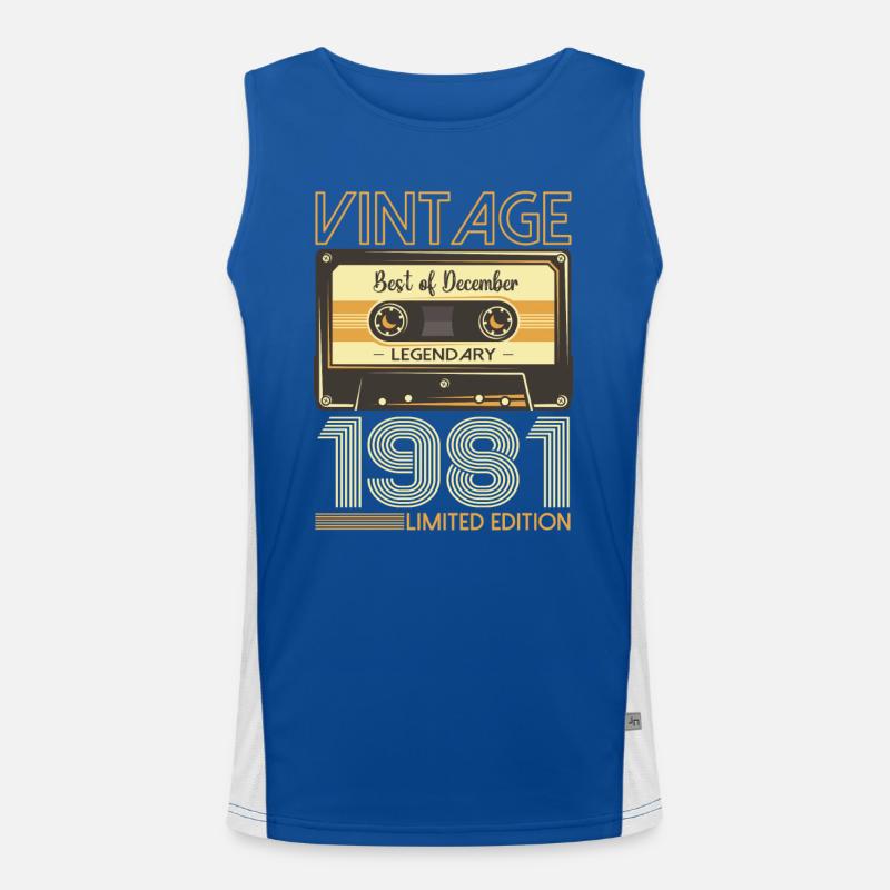 December Born 1981 41st birthday gift Men's Functional Contrast Tank Top 