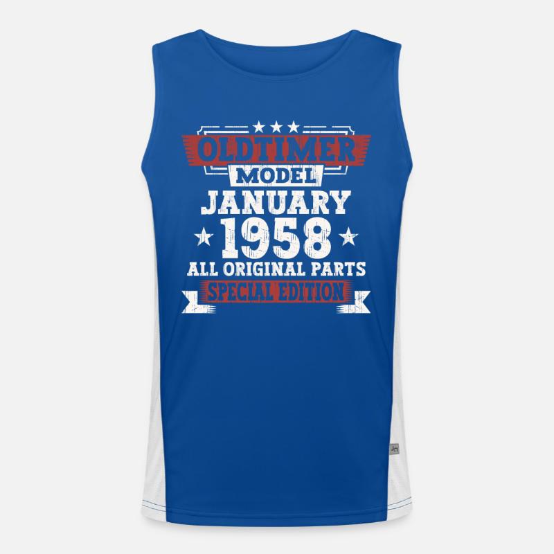 Born 1958 January 65th birthday Gift man Men's Functional Contrast Tank Top 