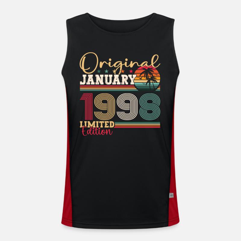 Born 1998 January 25th birthday Gift man Men's Functional Contrast Tank Top 