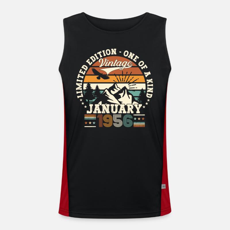 Born 1956 January 67th birthday Gift man Men's Functional Contrast Tank Top 
