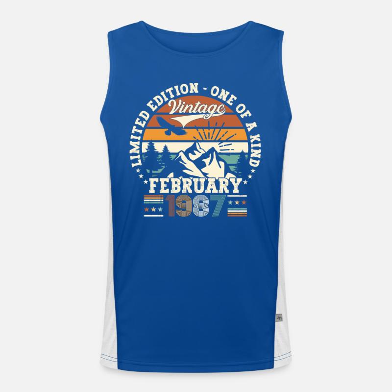 Februar Vintage 1987 Retro Geburtstag Geschenk Funktionelles Kontrast-Tank Top für Männer 