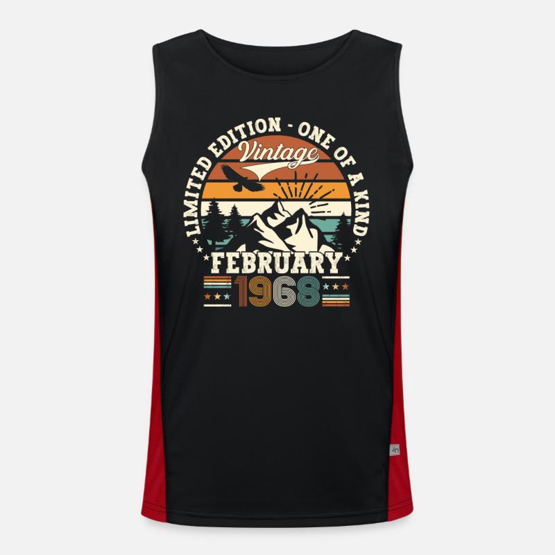 Februar Vintage 1968 Retro Geburtstag Geschenk Funktionelles Kontrast-Tank Top für Männer 