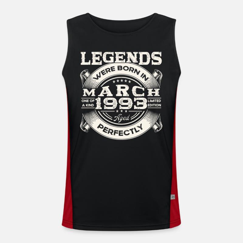 March Born 1993 30th birthday Man Legendary 93 Men's Functional Contrast Tank Top 