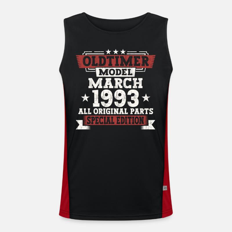 30th birthday man March Born 1993 Oldtimer Men's Functional Contrast Tank Top 