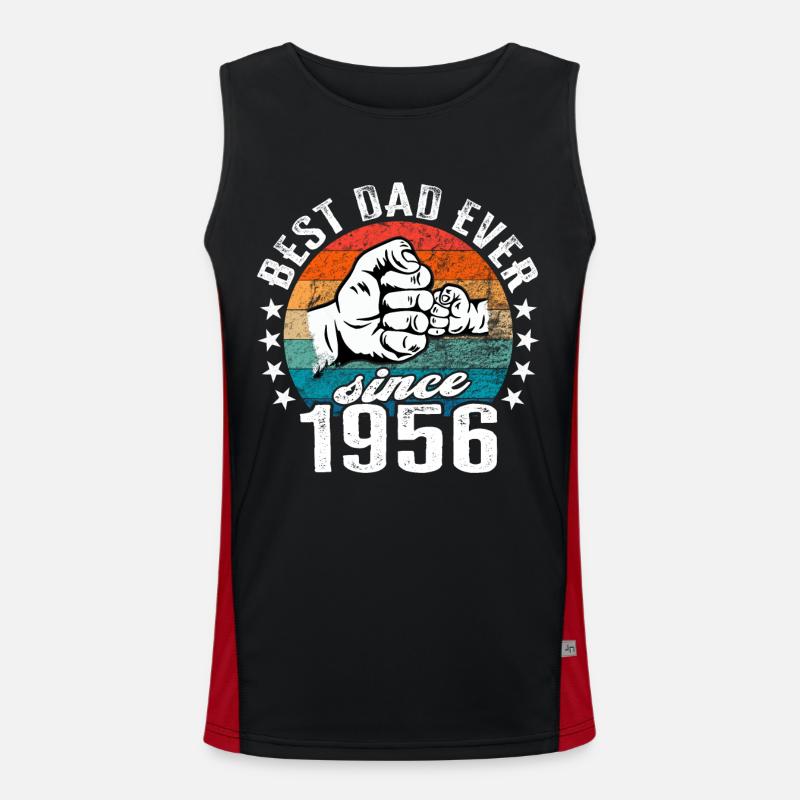 Bester Papa der Welt seit 1956 Vatertag Funktionelles Kontrast-Tank Top für Männer 