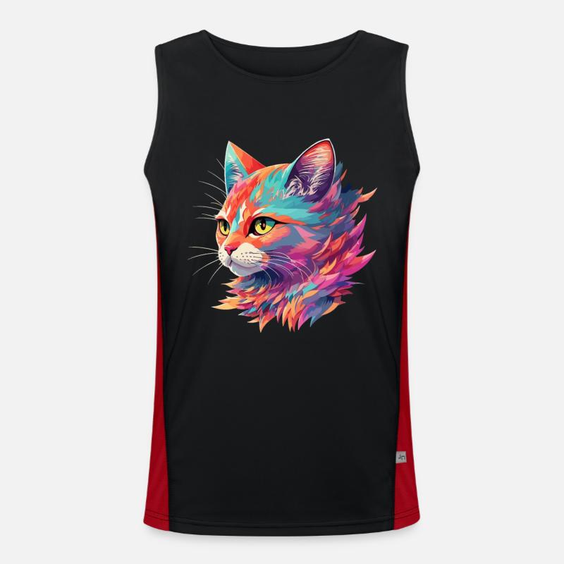 Stunning cat cat illustration in pastel Men's Functional Contrast Tank Top 