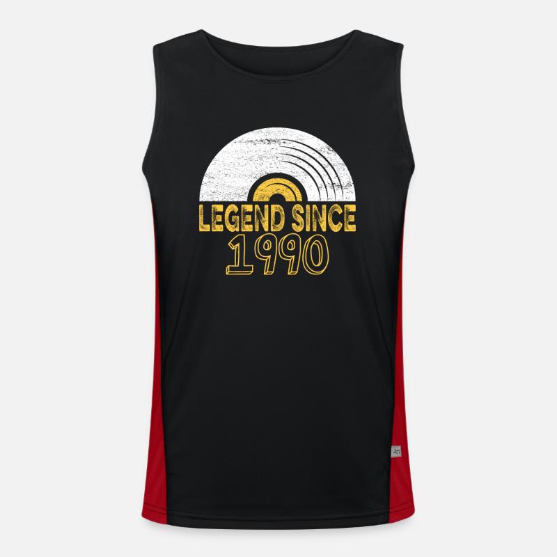 1990 Birthday Vinyl Legend since Men's Functional Contrast Tank Top 