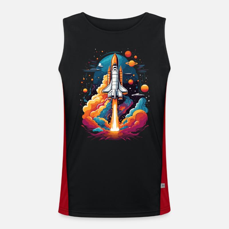 Space Shuttle Astronaut Rocket Space Adventure Men's Functional Contrast Tank Top 
