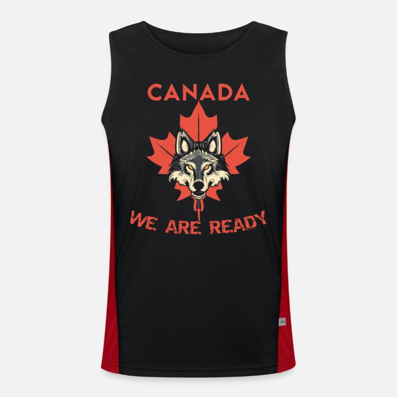Kanada Wolf Ahornblatt Funktionelles Kontrast-Tank Top für Männer 