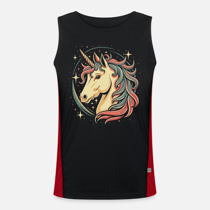 Einhorn am Sternenhimmel: Comic-Design Funktionelles Kontrast-Tank Top für Männer 