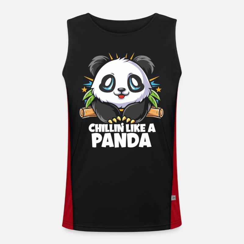 Panda Chill Mode Enabled - Men's Functional Contrast Tank Top  - black/red