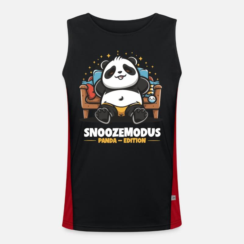 Snooze Mode - Panda Edition - Men's Functional Contrast Tank Top - black/red