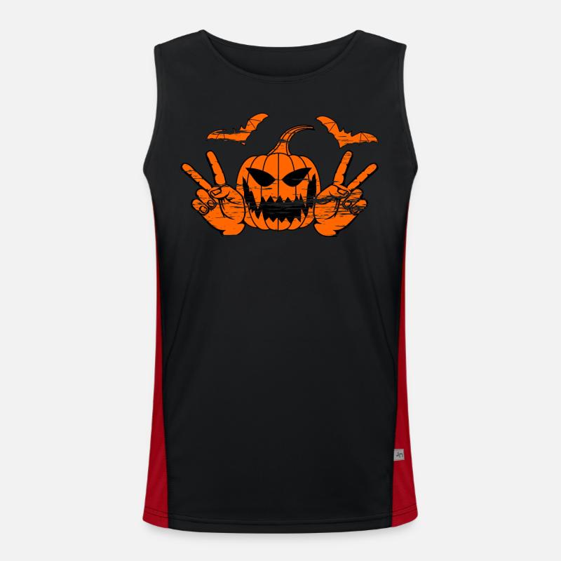 Helloween Frieden Victory Hand Symbol used Funktionelles Kontrast-Tank Top für Männer 