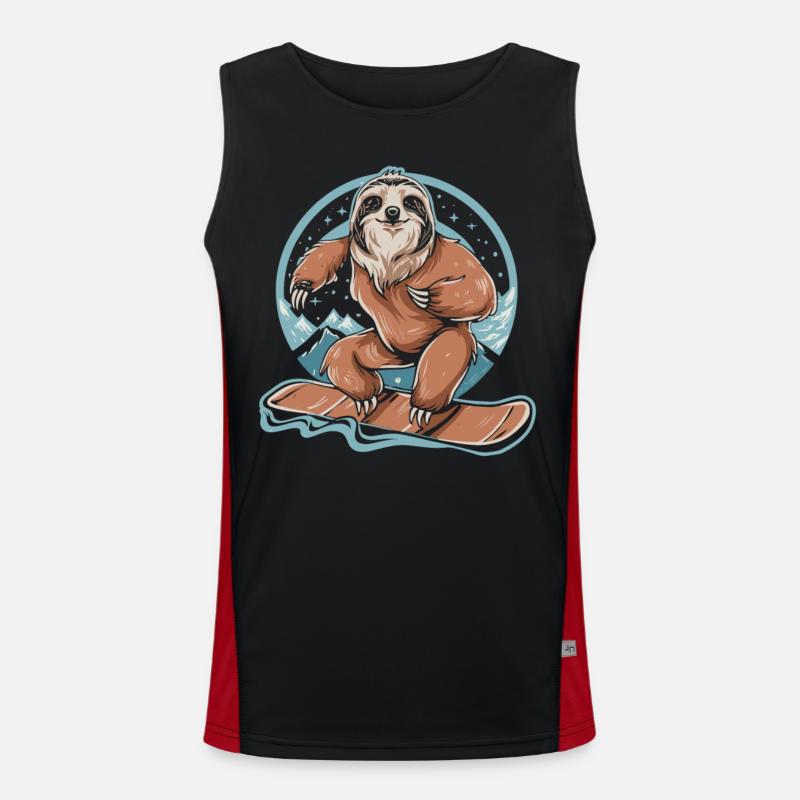Snowboarding fun with the sloth Men's Functional Contrast Tank Top 