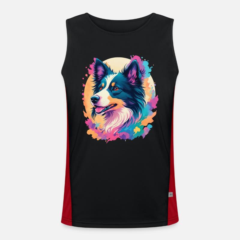 Border Collie Dog Elegance pour les fans de chiens Débardeur respirant contrasté Homme 