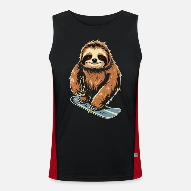 Snowboard Sloth: Coole Abfahrt Funktionelles Kontrast-Tank Top für Männer 