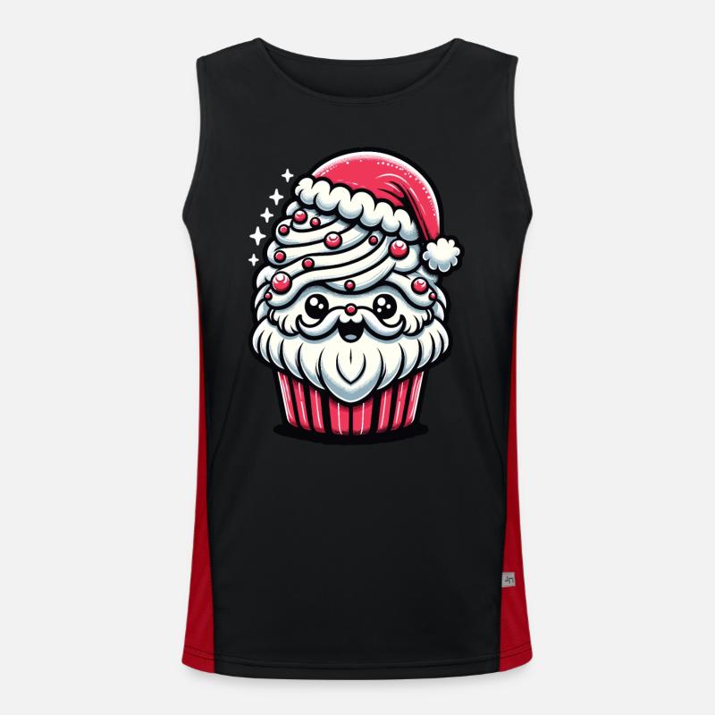 Douce salutation de Noël : Cupcake Santa Débardeur respirant contrasté Homme 