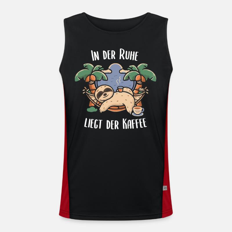 Faultier und Kaffee: Gemütliche Kaffeepause Funktionelles Kontrast-Tank Top für Männer 