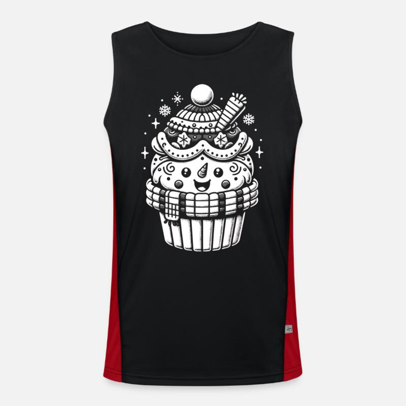 Sweet Winter Joy: Snowman Cupcake Men's Functional Contrast Tank Top 