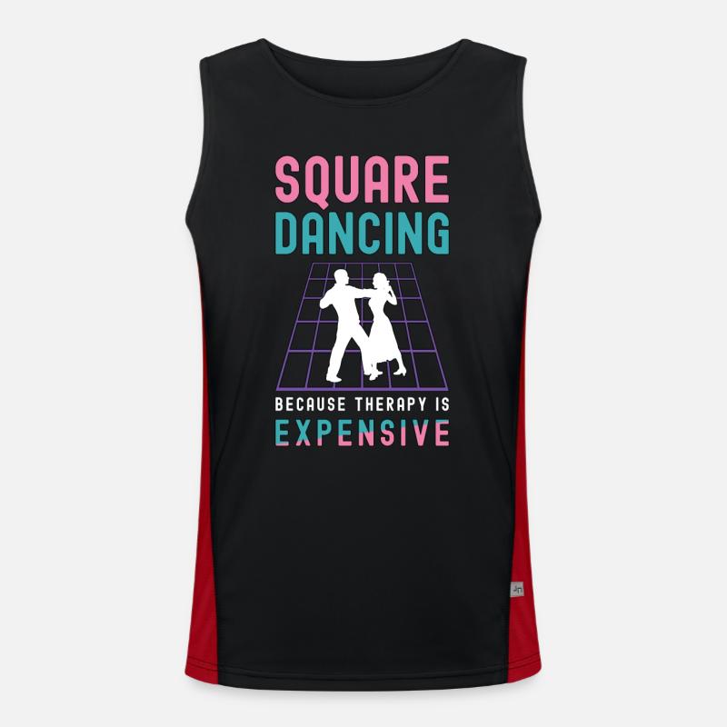 Square Dancing Because Therapy Is Country Dance Funktionelles Kontrast-Tank Top für Männer 