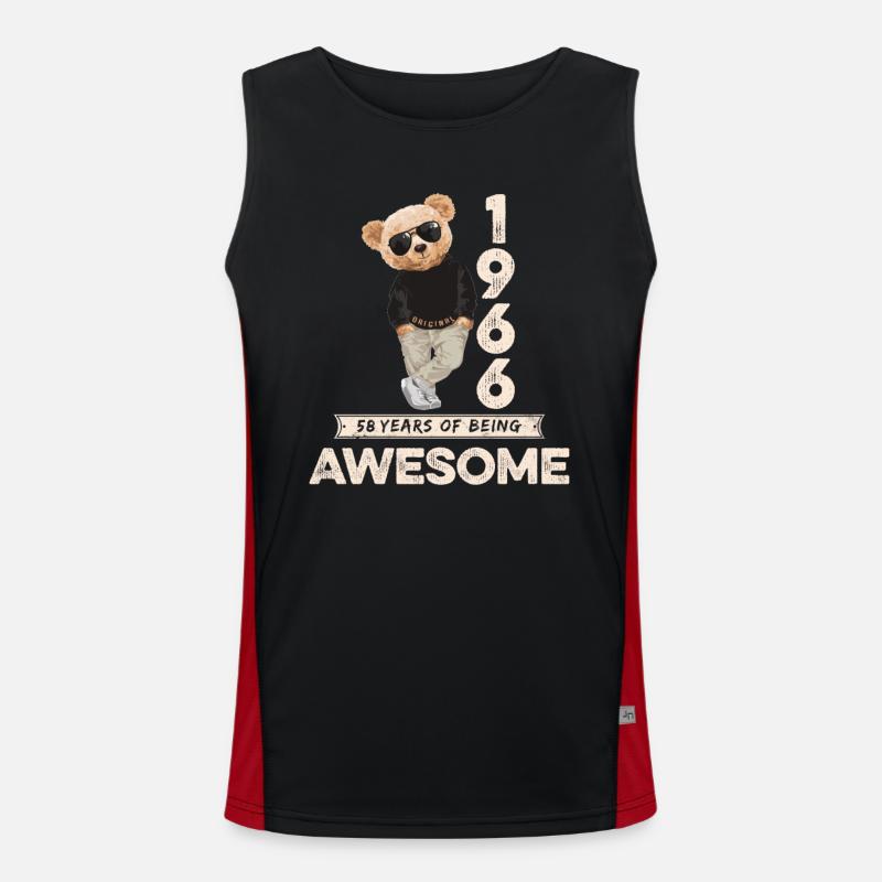 1966 Birthday Teddy Bear Being Awesome Orignal Men's Functional Contrast Tank Top 