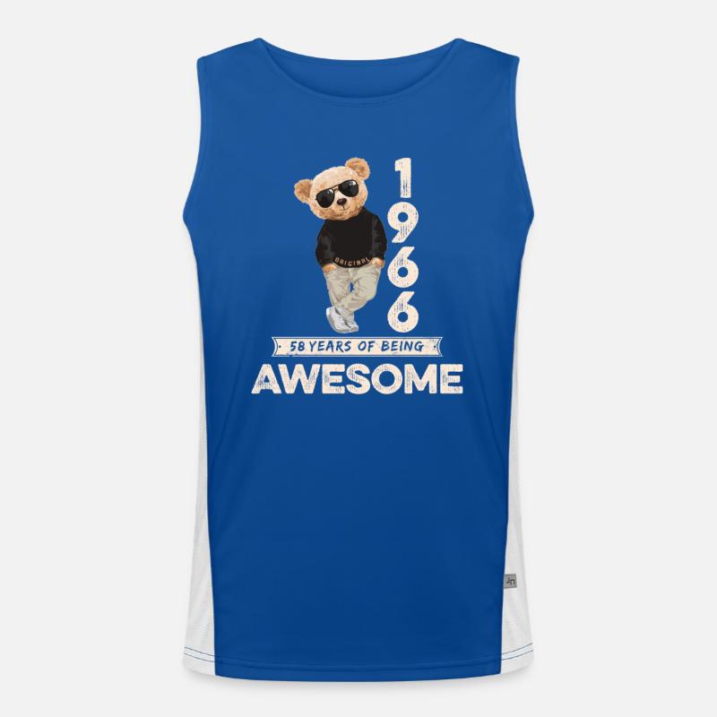 1966 Birthday Teddy Bear Being Awesome Orignal Men's Functional Contrast Tank Top 