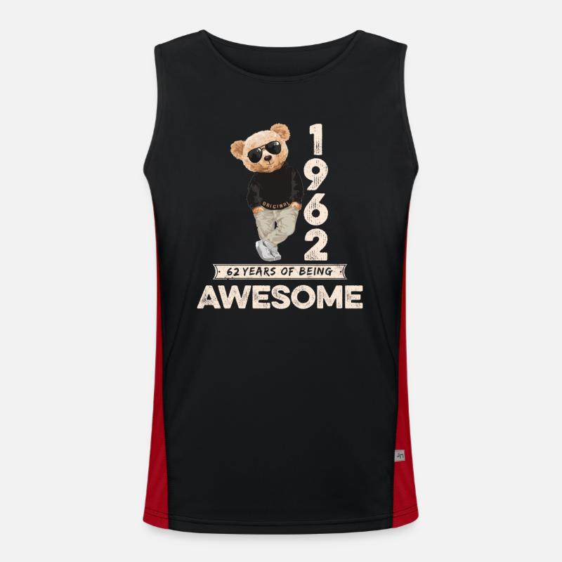 1962 Birthday Teddy Bear Being Awesome Orignal Men's Functional Contrast Tank Top 