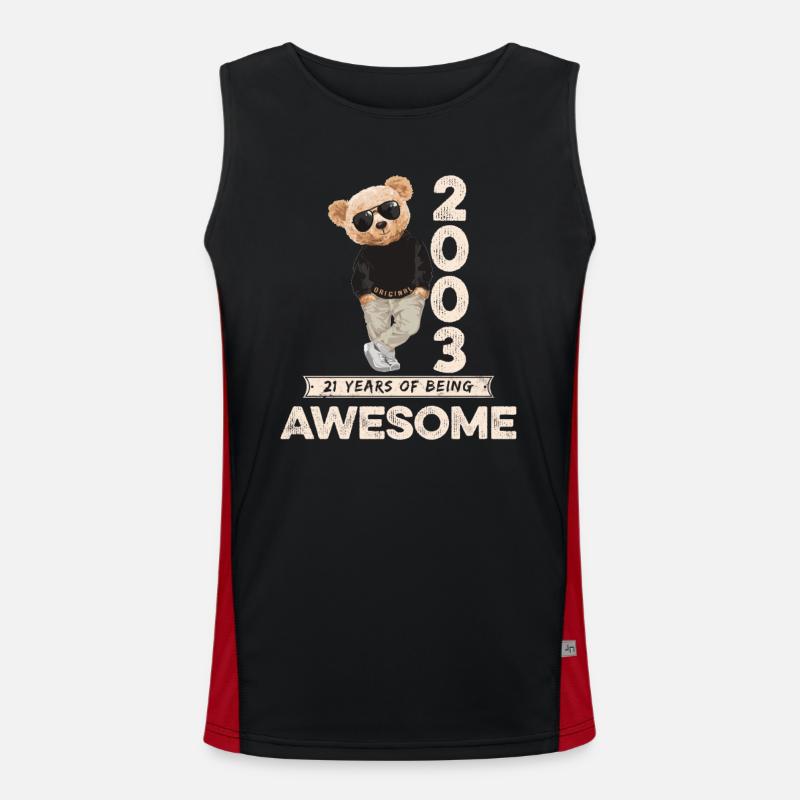 2003 Birthday Teddy Bear Being Awesome Orignal Men's Functional Contrast Tank Top 