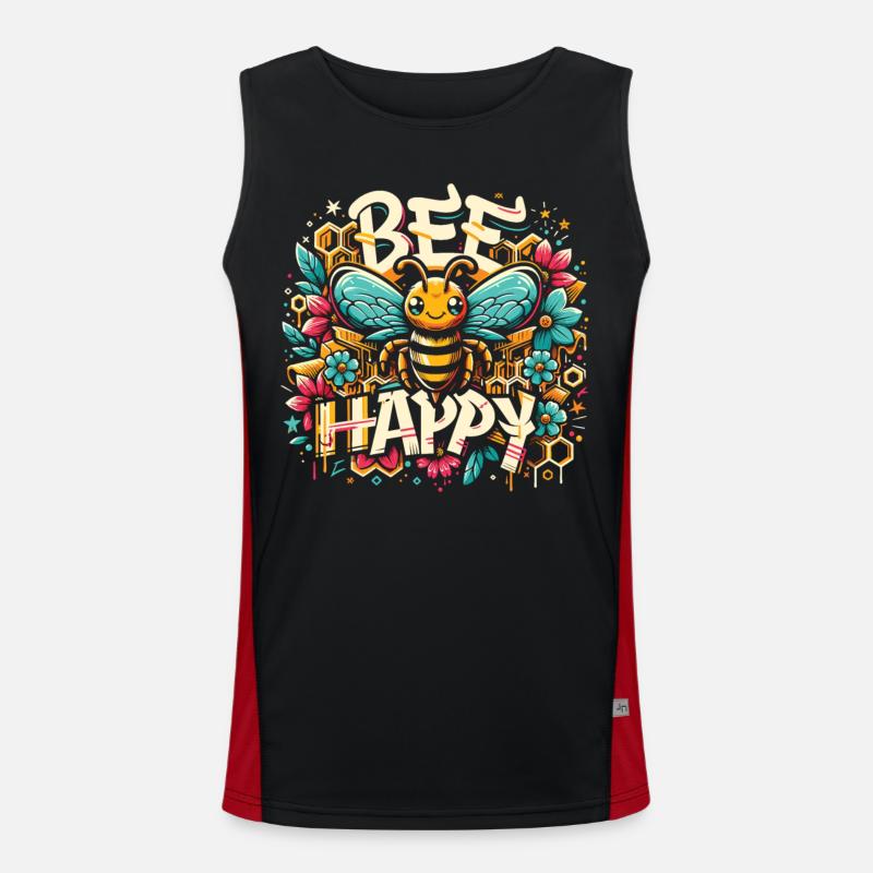 Flowers & Honeycombs: Creative Bee Design Men's Functional Contrast Tank Top 
